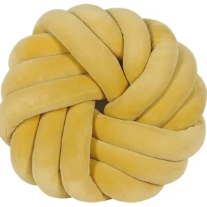 Velvet Knot Cushion 30 x 30 cm Yellow AKOLA