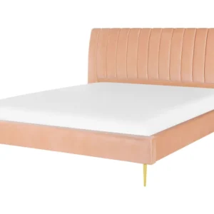 Velvet EU Super King Size Bed Peach MARVILLE
