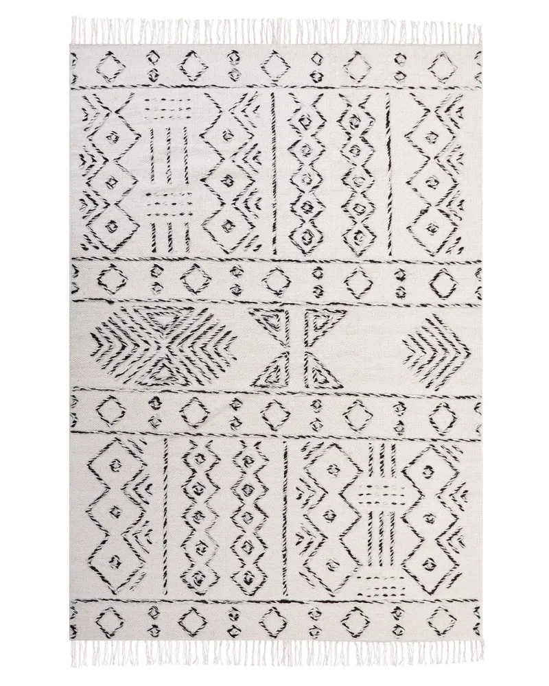 Wool Area Rug 140 x 200 cm White and Onix ALKENT