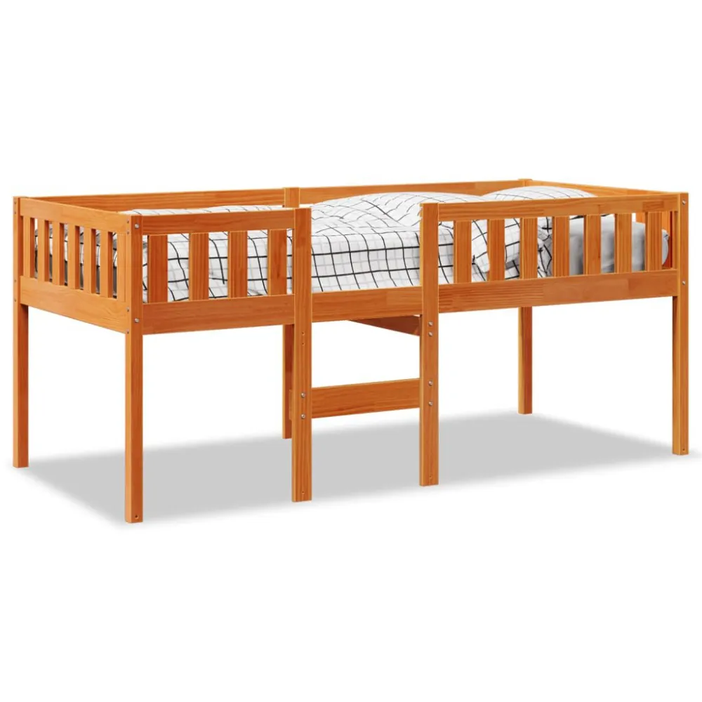 Cama de crianç sem colchão 75x190 cm pinho maciço castanho-mel para Crianças