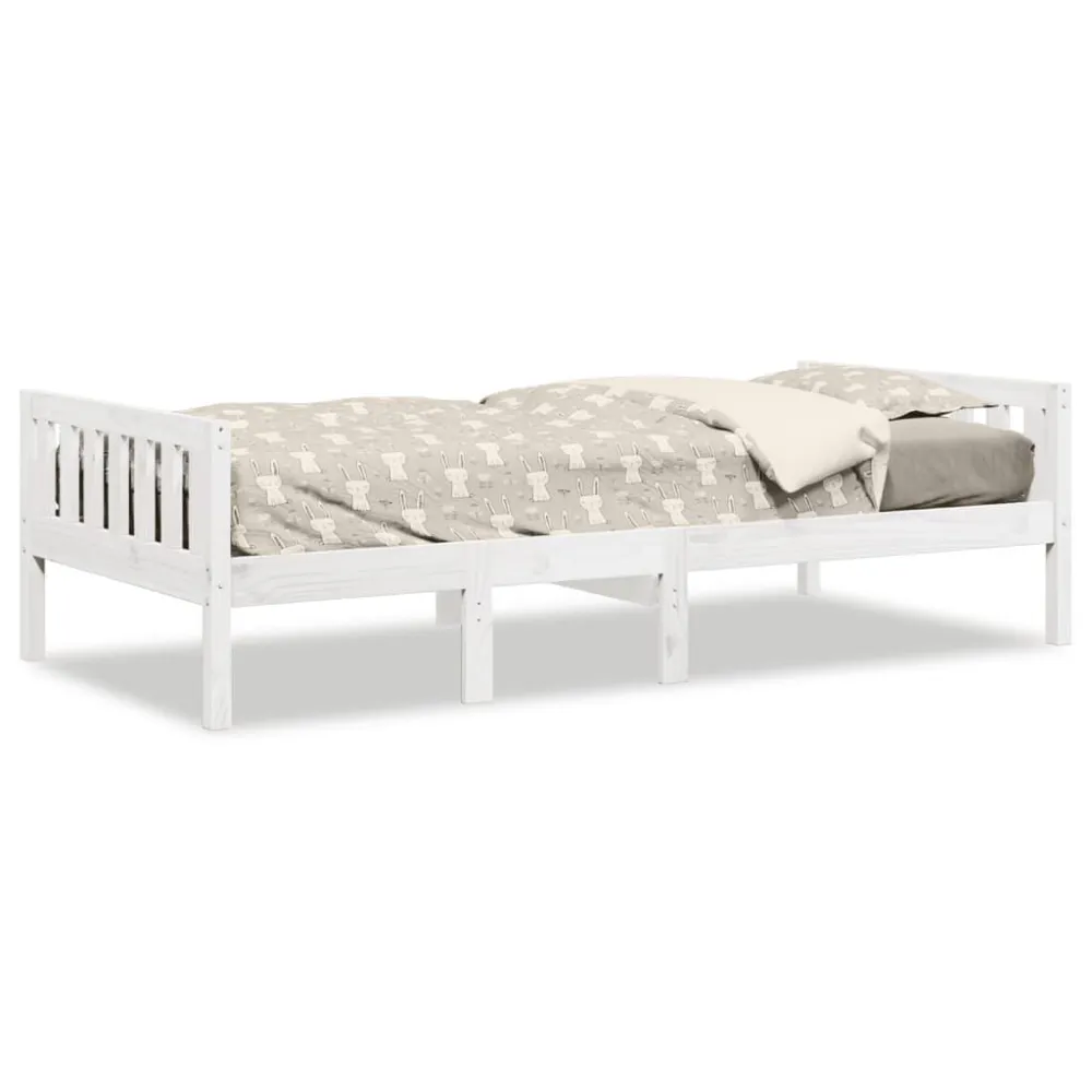 Cama de crianç sem colchão 90x200 cm pinho maciço branco Com Certificação Oeko-Tex