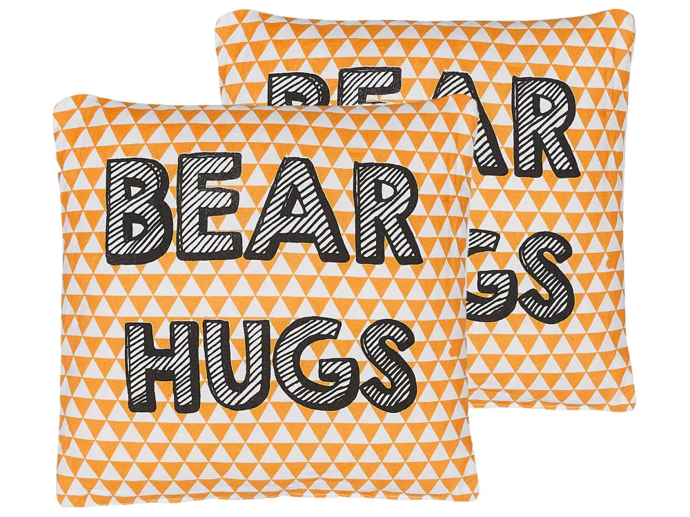 Set 2 Cotton Kids Cushions Print 40 x 40 cm Orange RADZKOT