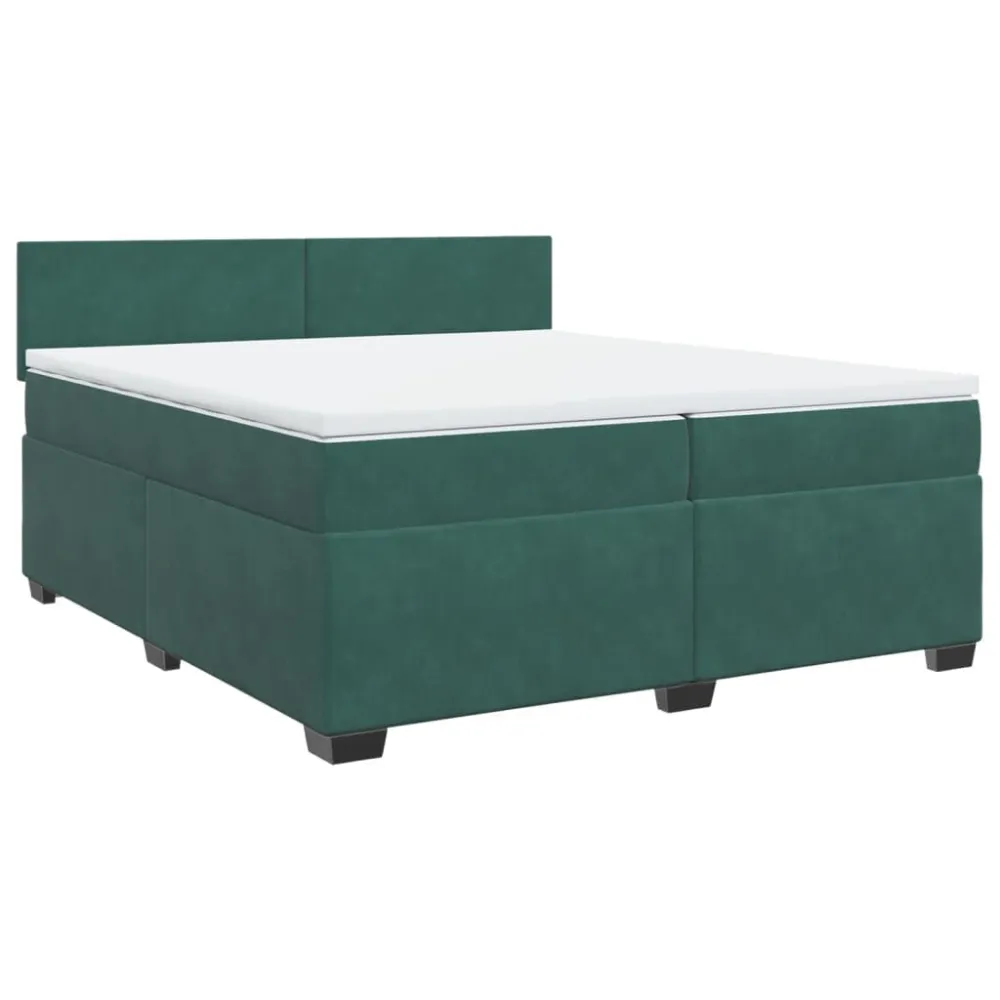 Cama com molasemcolchão 200x200 cm veludo verde-escuro com Bomba Elétrica Inclusa