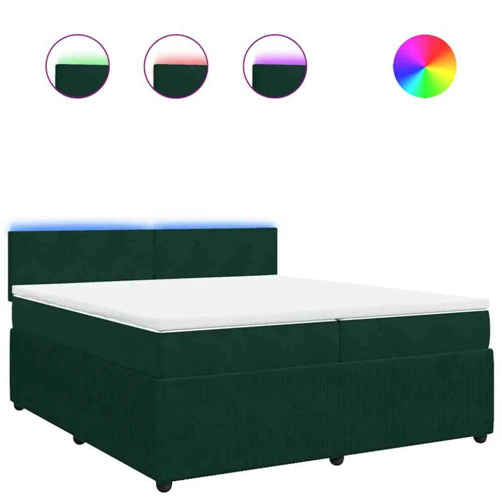 Cama com molasemcolchão 200x200 cm veludo verde-escuro para Visitas Inesperadas