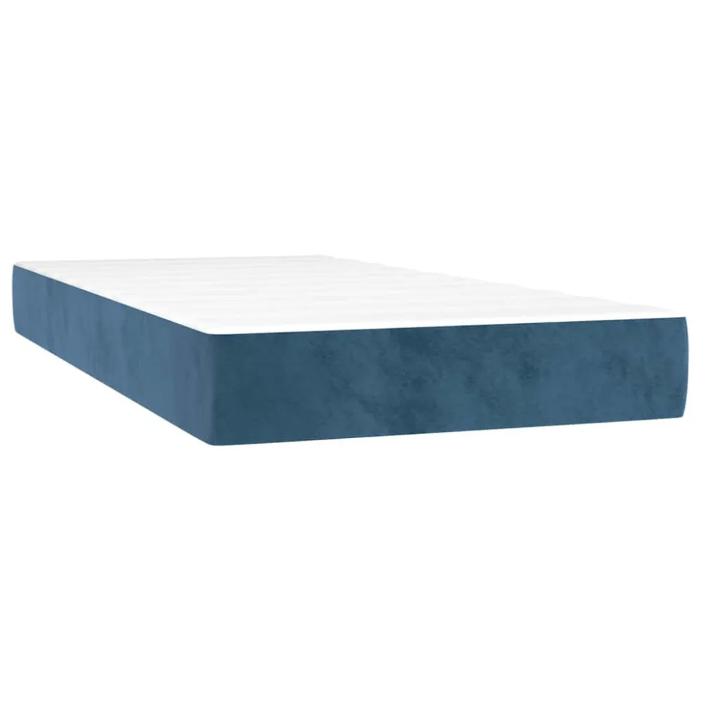 Colchão de molas ensacadas 100x220x20 cm veludo azul-escuro com Bomba Integrada