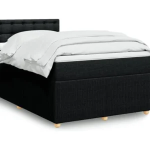 Cama boxspring com colchão 120x190 cm tecido preto