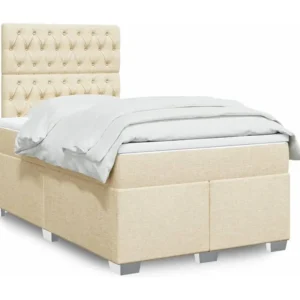 Cama boxspring com colchão 120x190 cm tecido cor creme
