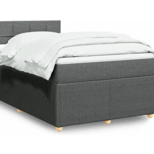 Cama boxspring com colchão 120x190 cm tecido cinzento-escuro