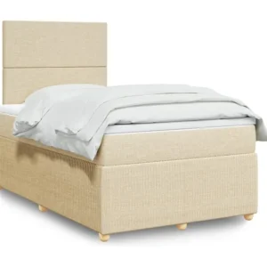 Cama boxspring com colchão 120x190 cm tecido cor creme