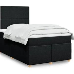 Cama boxspring com colchão 120x190 cm tecido preto