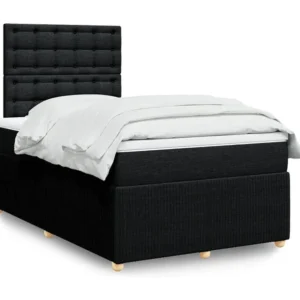 Cama boxspring com colchão 120x190 cm tecido preto