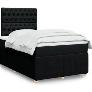 Cama boxspring com colchão 120x190 cm tecido preto