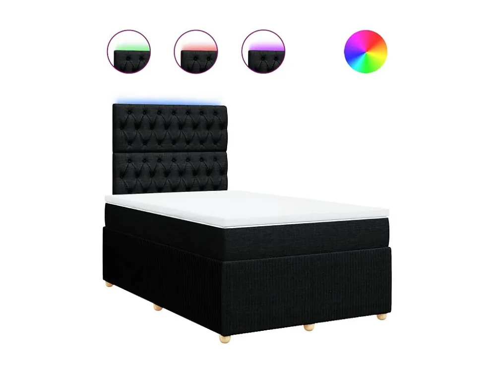 Cama boxspring com colchão 120x190 cm tecido preto