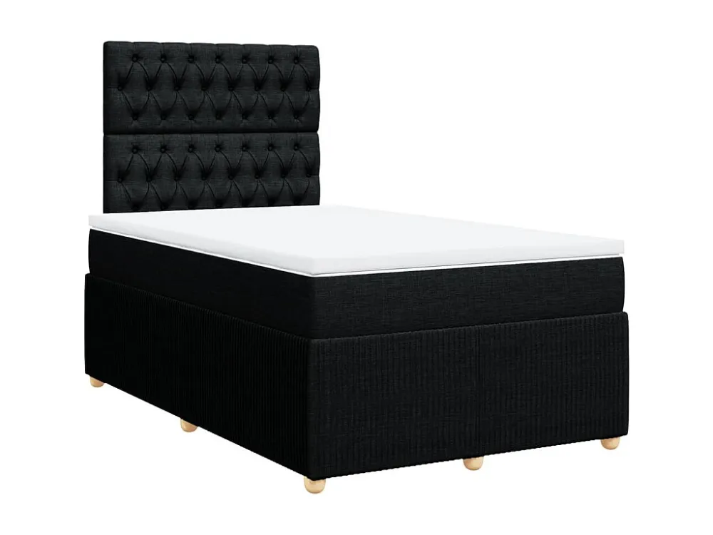 Cama boxspring com colchão 120x190 cm tecido preto