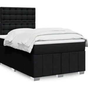 Cama boxspring com colchão 120x190 cm tecido preto