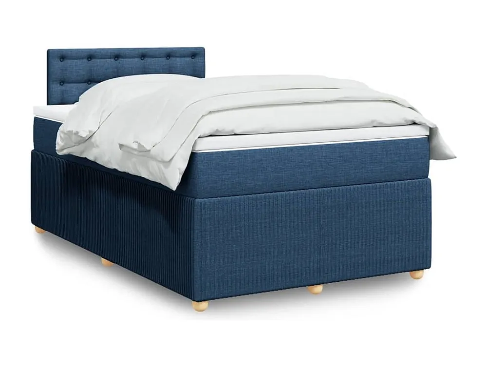 Cama boxspring com colchão 120x190 cm tecido azul