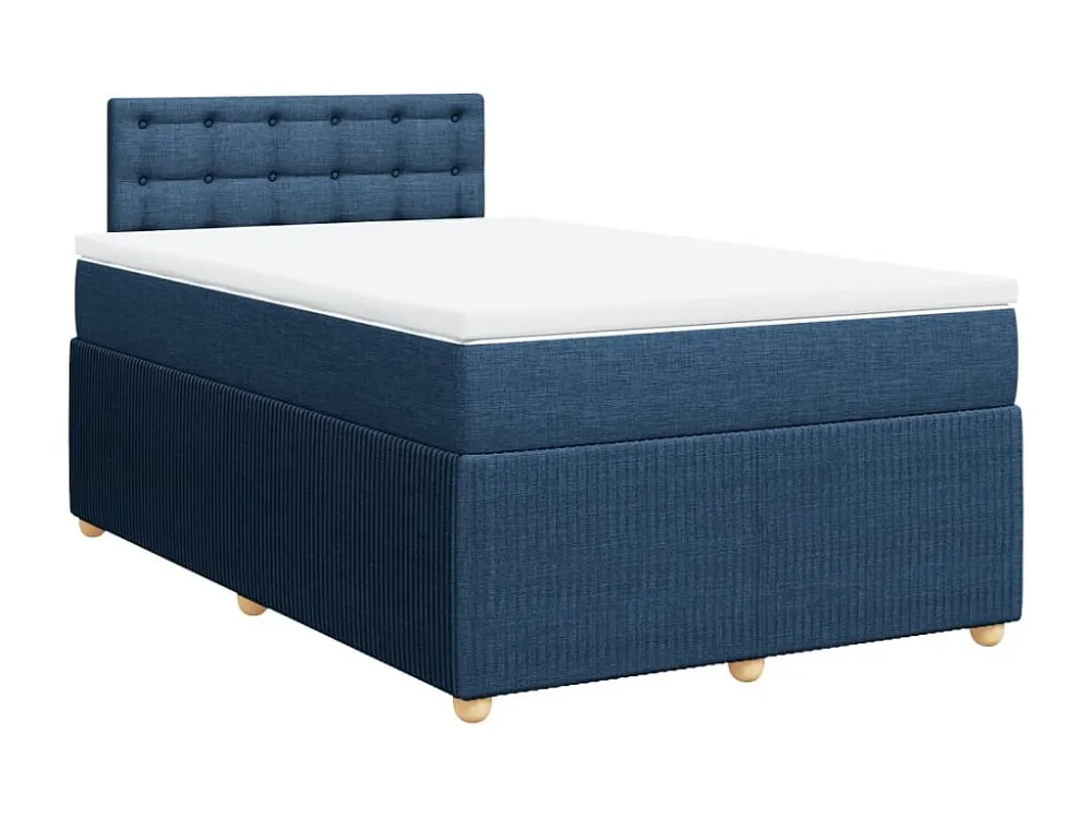 Cama boxspring com colchão 120x190 cm tecido azul