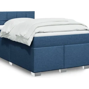 Cama boxspring com colchão 120x190 cm tecido azul