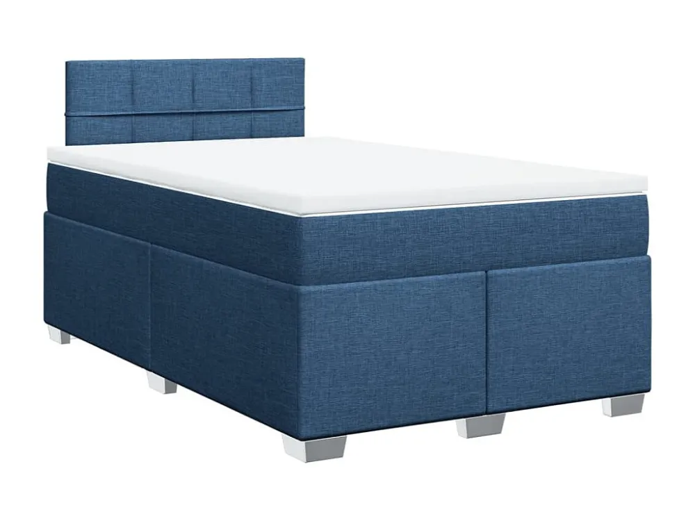 Cama boxspring com colchão 120x190 cm tecido azul