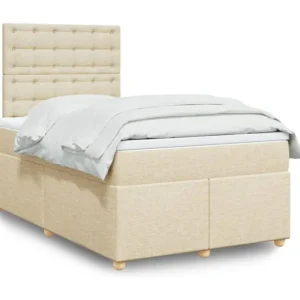 Cama boxspring com colchão 120x190 cm tecido cor creme
