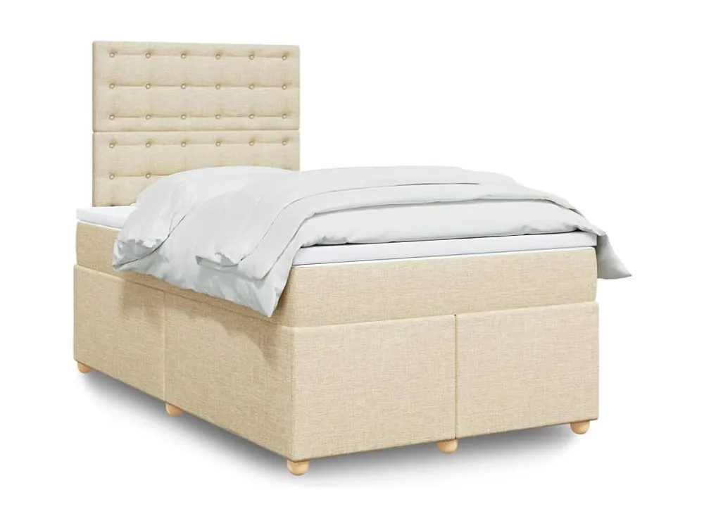 Cama boxspring com colchão 120x190 cm tecido cor creme