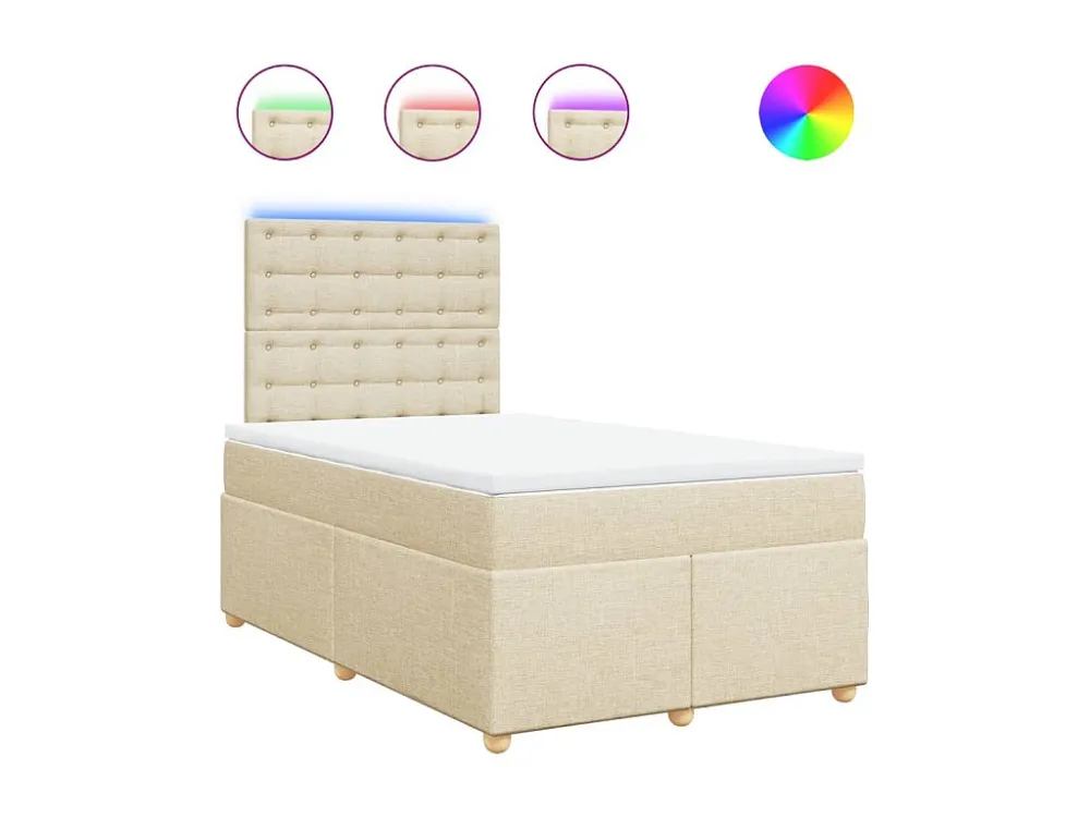 Cama boxspring com colchão 120x190 cm tecido cor creme
