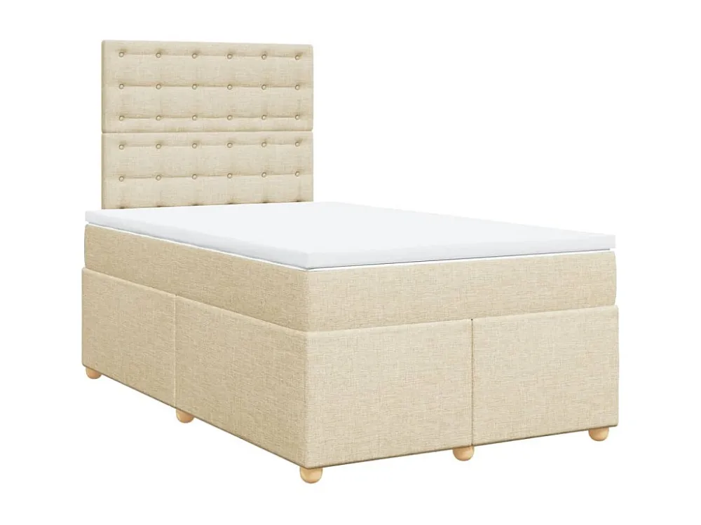 Cama boxspring com colchão 120x190 cm tecido cor creme
