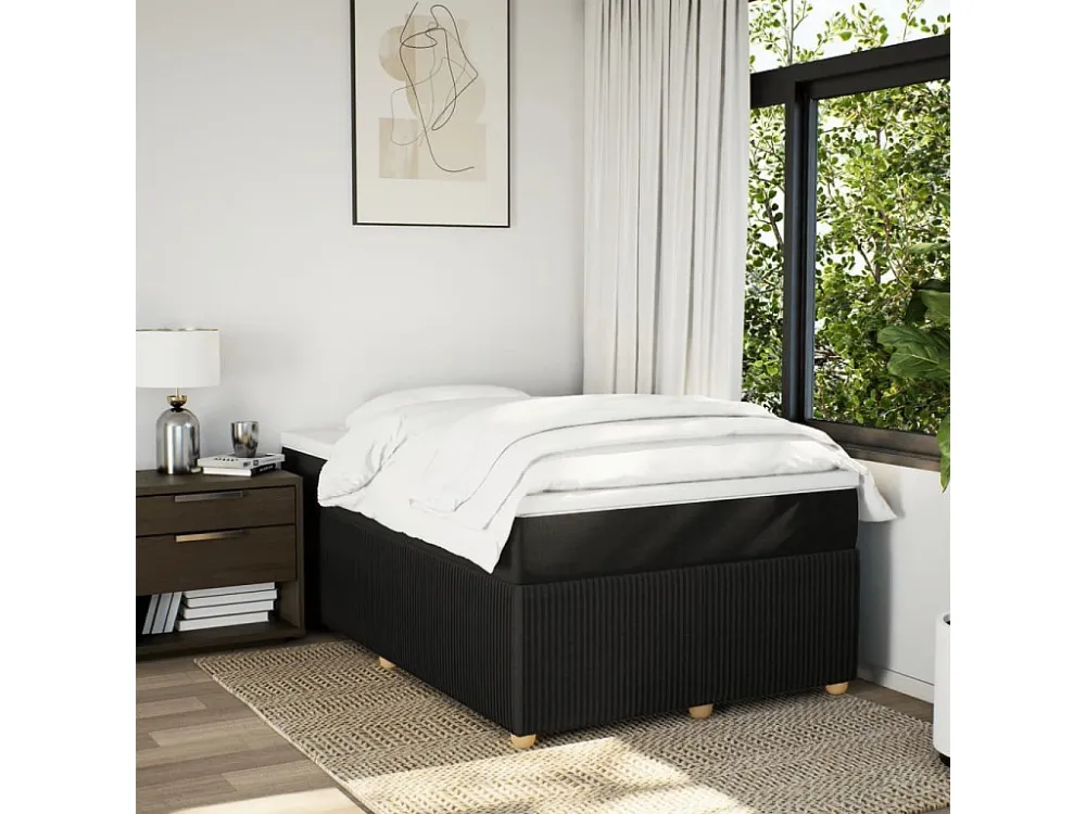 Cama boxspring com colchão 120x190 cm tecido preto