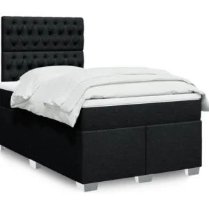 Cama boxspring com colchão 120x190 cm tecido preto