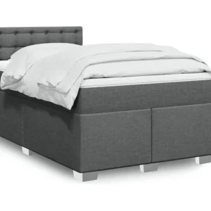 Cama boxspring com colchão 120x190 cm tecido cinzento-escuro
