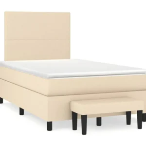 Cama boxspring com colchão 120x190 cm tecido cor creme