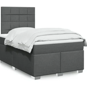 Cama boxspring com colchão 120x190 cm tecido cinzento-escuro