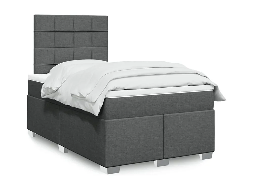 Cama boxspring com colchão 120x190 cm tecido cinzento-escuro