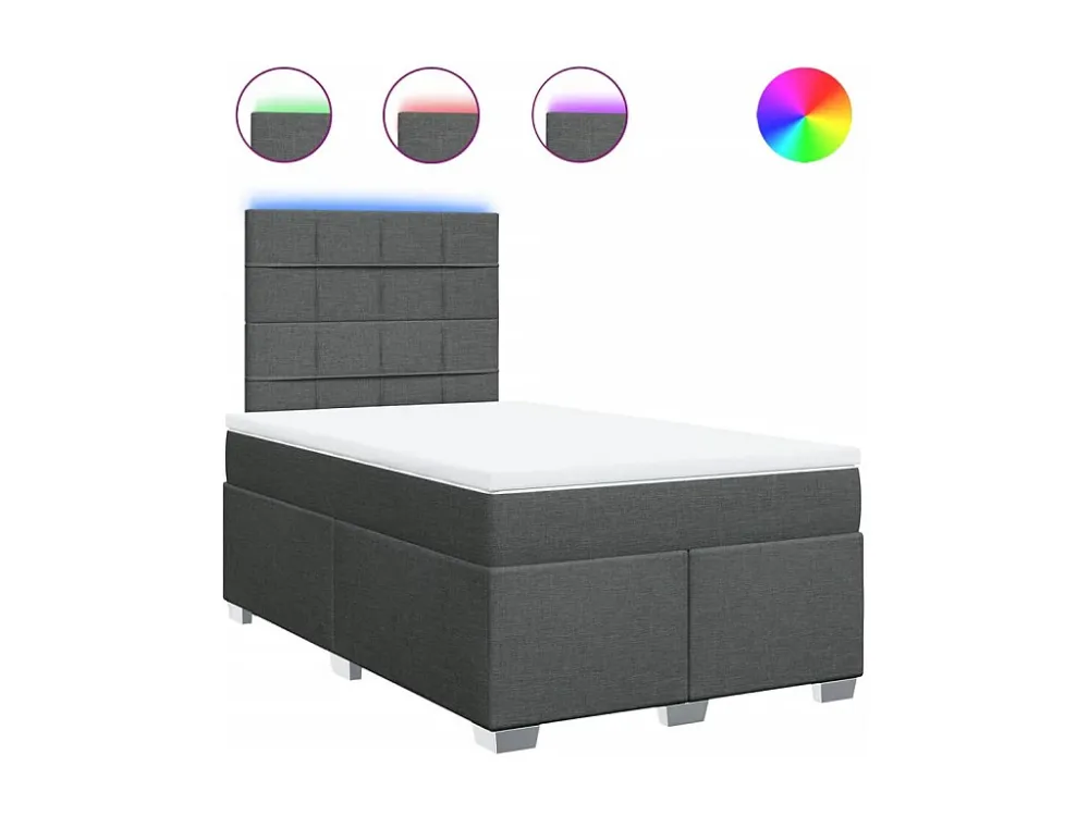 Cama boxspring com colchão 120x190 cm tecido cinzento-escuro
