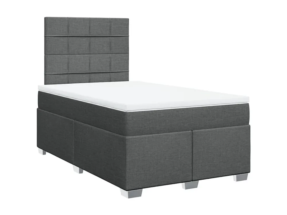 Cama boxspring com colchão 120x190 cm tecido cinzento-escuro