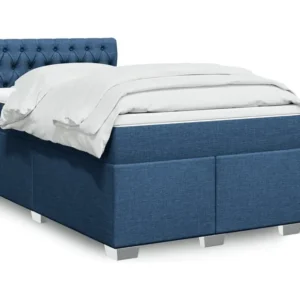 Cama boxspring com colchão 120x190 cm tecido azul