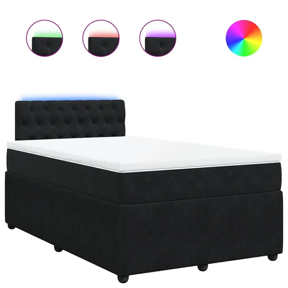 Cama boxspring com colchão 120x190 cm veludo preto