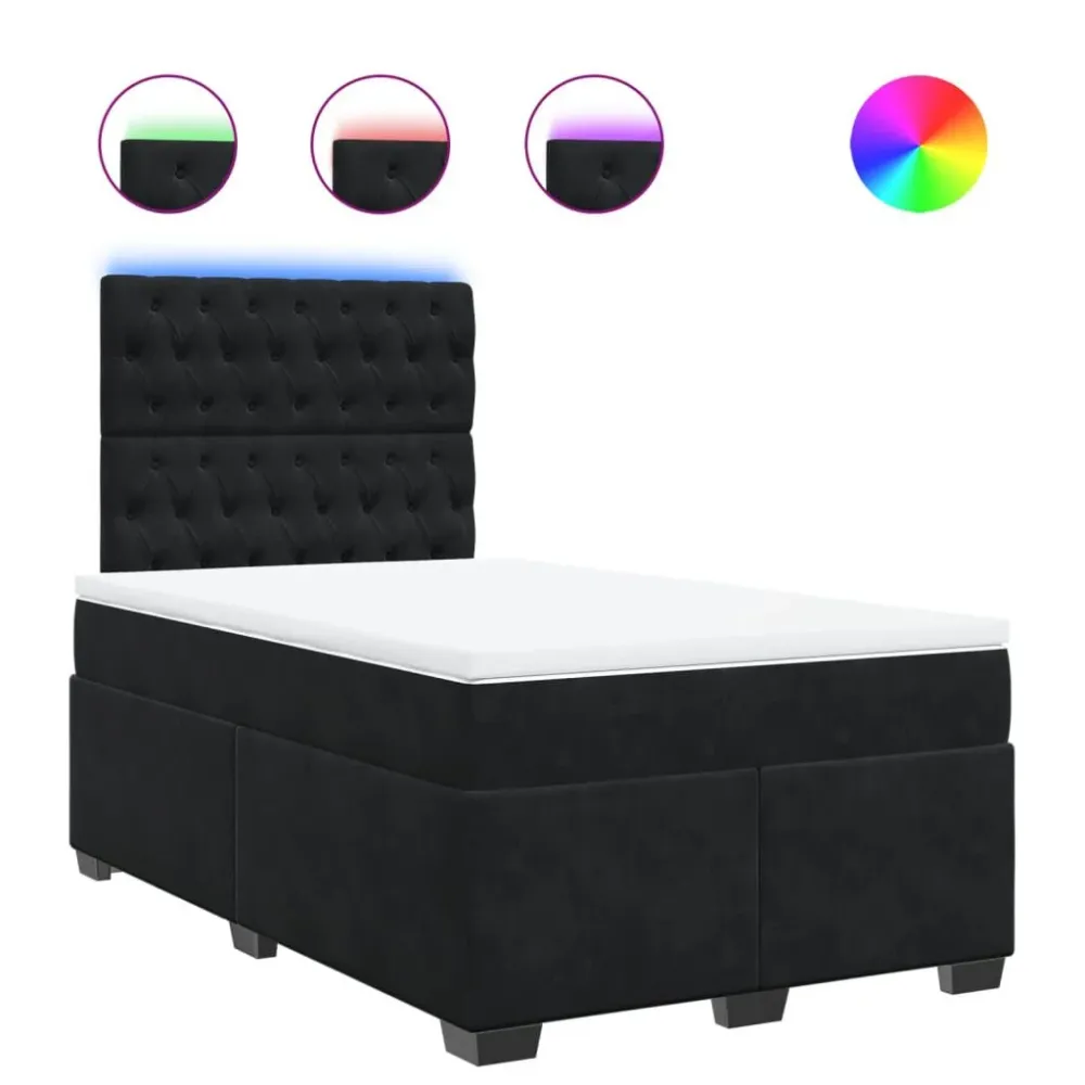 Cama boxspring com colchão 120x190 cm veludo preto