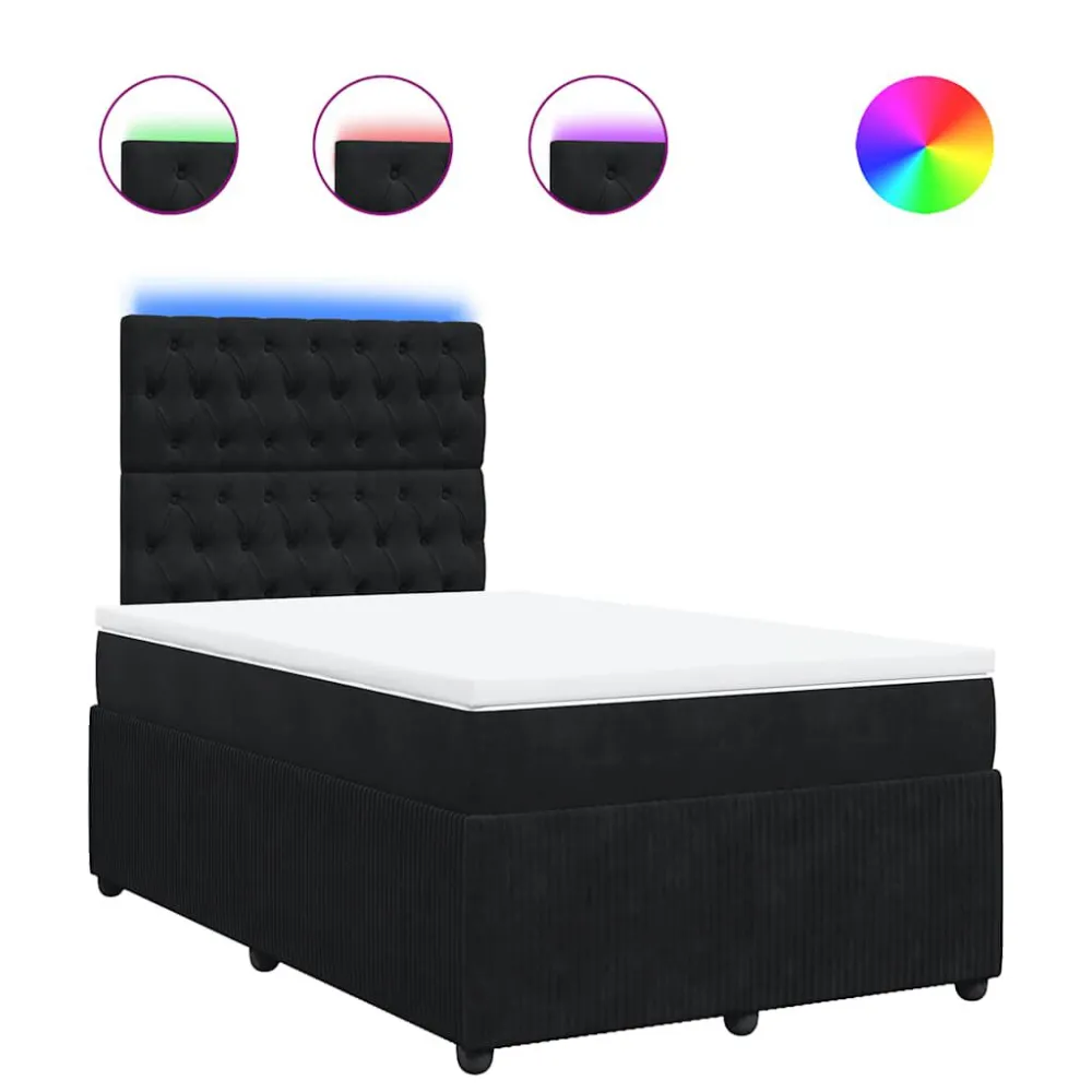 Cama boxspring com colchão 120x190 cm veludo preto