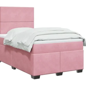 Cama boxspring com colchão 120x190 cm veludo rosa