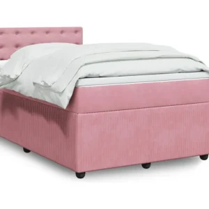 Cama boxspring com colchão 120x190 cm veludo rosa