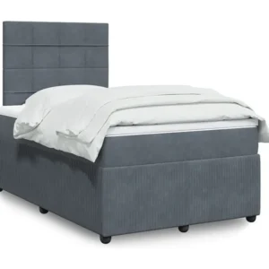 Cama boxspring com colchão 120x190 cm veludo cinzento-escuro