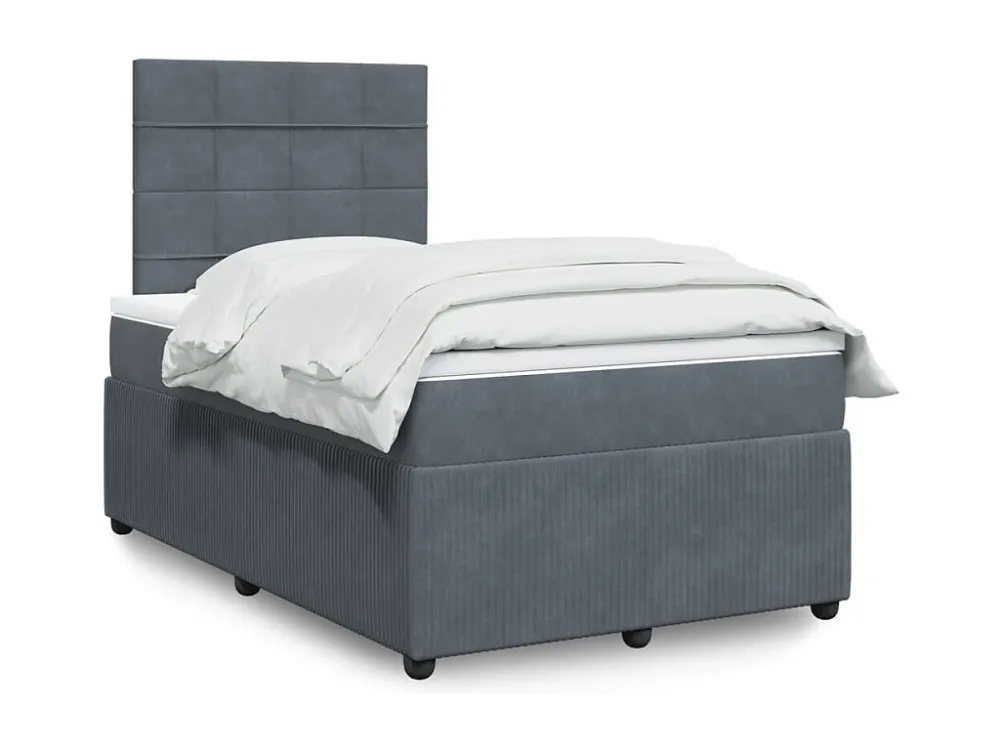 Cama boxspring com colchão 120x190 cm veludo cinzento-escuro
