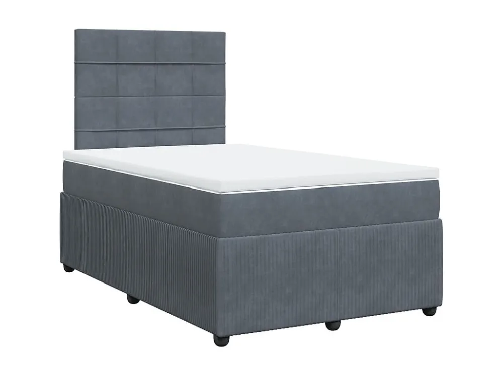 Cama boxspring com colchão 120x190 cm veludo cinzento-escuro