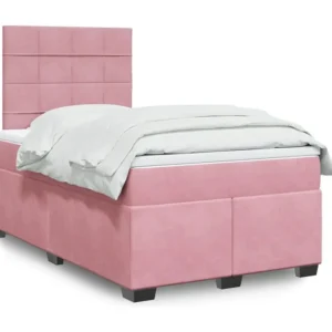Cama boxspring com colchão 120x190 cm veludo rosa