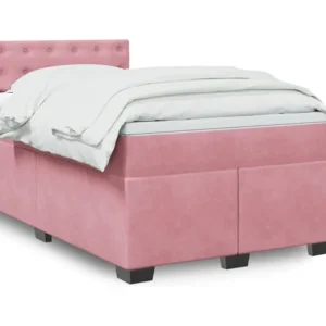 Cama boxspring com colchão 120x190 cm veludo rosa