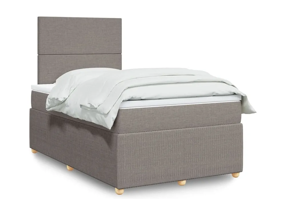 Cama boxspring com colchão 120x190cm tecido castanho-acinzentado