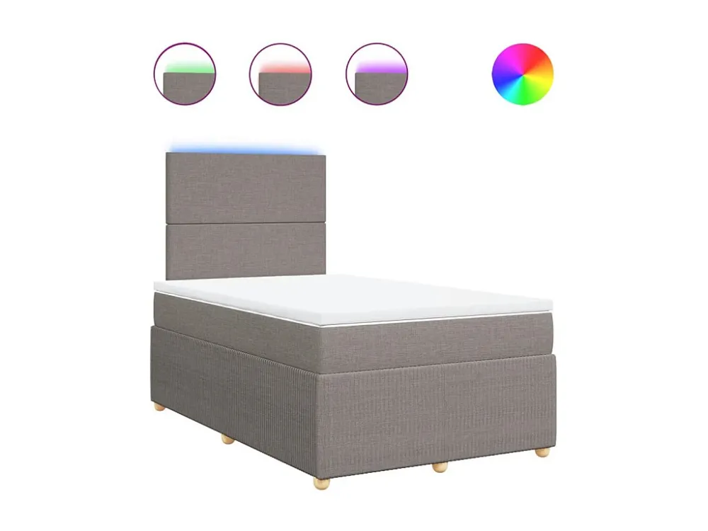 Cama boxspring com colchão 120x190cm tecido castanho-acinzentado