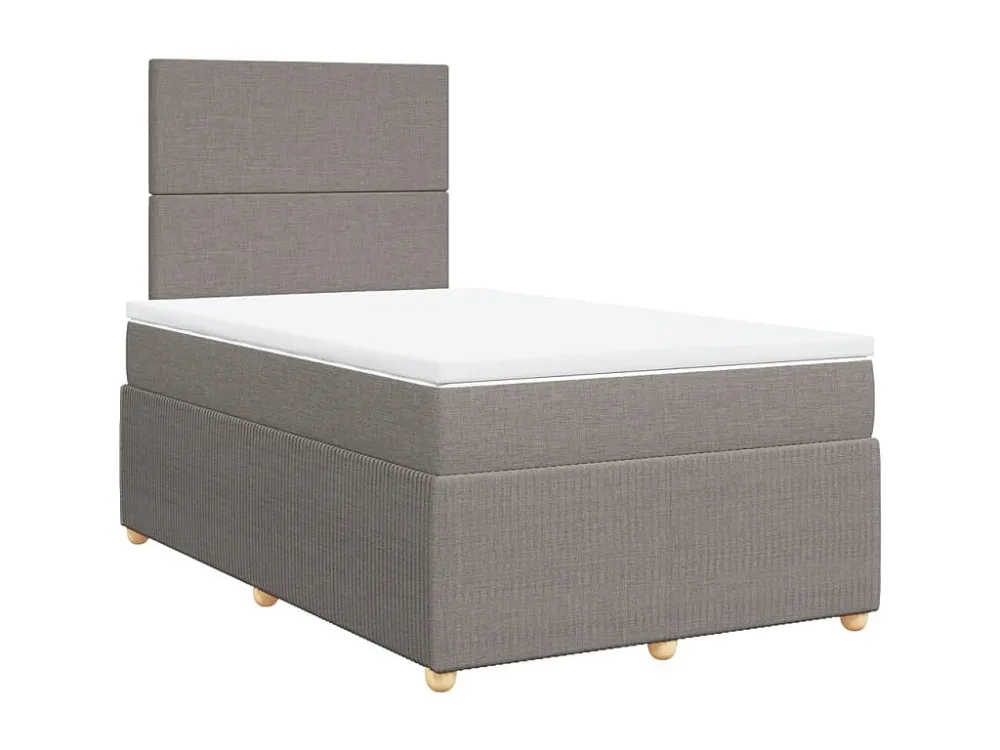 Cama boxspring com colchão 120x190cm tecido castanho-acinzentado