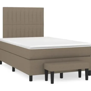 Cama boxspring com colchão 120x190cm tecido castanho-acinzentado